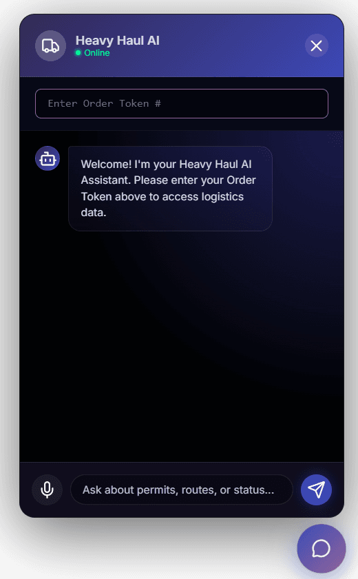 Order information assistant for heavy-haul operations